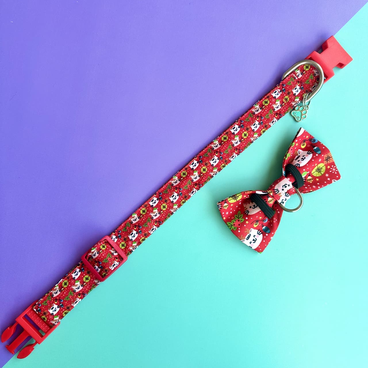 Corbatín para perros de Navidad gatuna