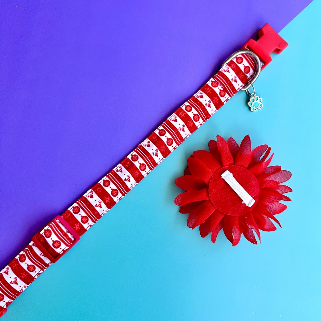 Collar para perros con flor seda de Navidad clásica