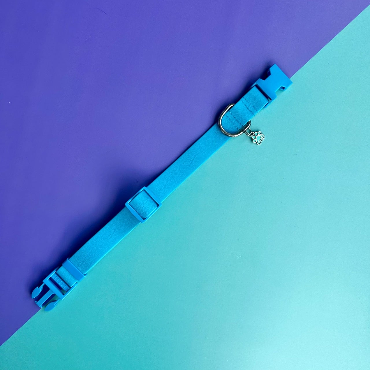 Collar para perros en goma impermeable azul