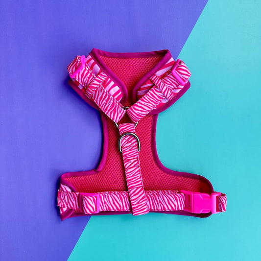 Pechera para perros con correa Cebra rosado