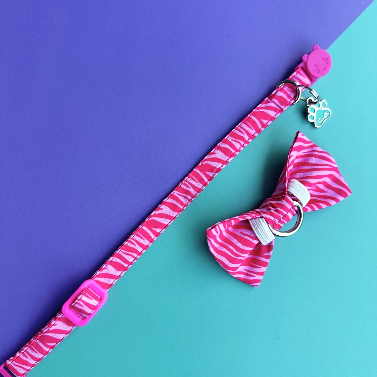 Corbatín para gatos Cebra fucsia