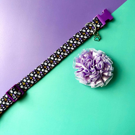 Collar para perros fantasmas con flor tul lila