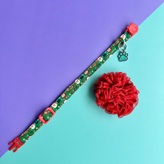 Collar para gatos con flor tul de Navidad magia navideña