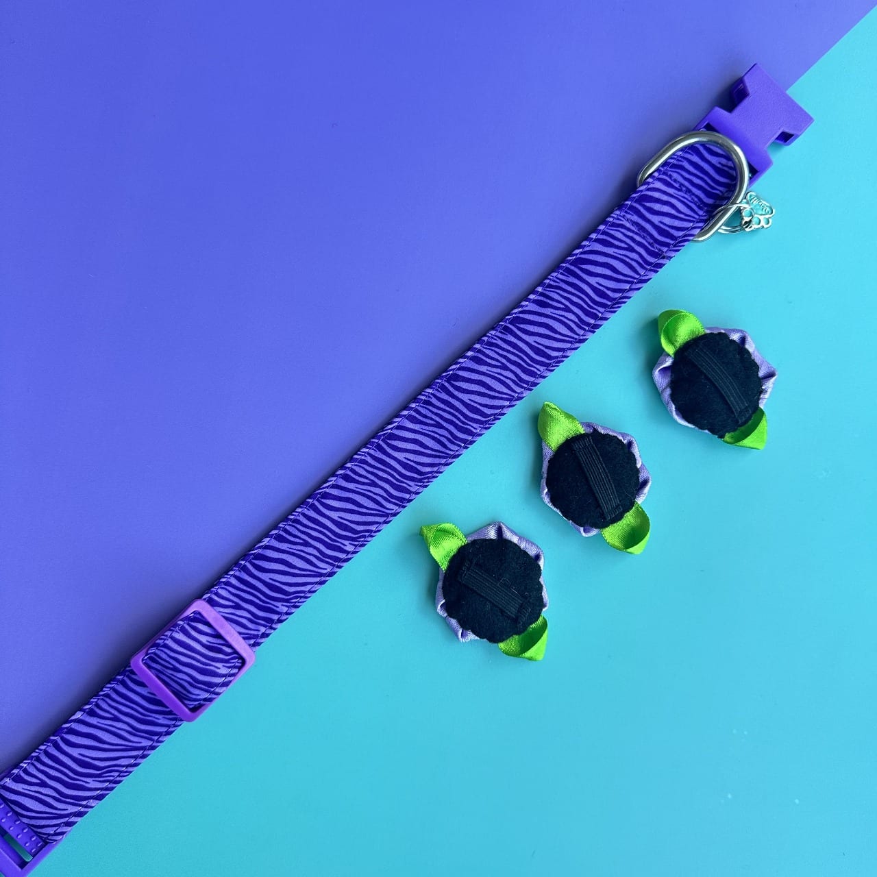 Collar para perros con rosas Cebra lila 1