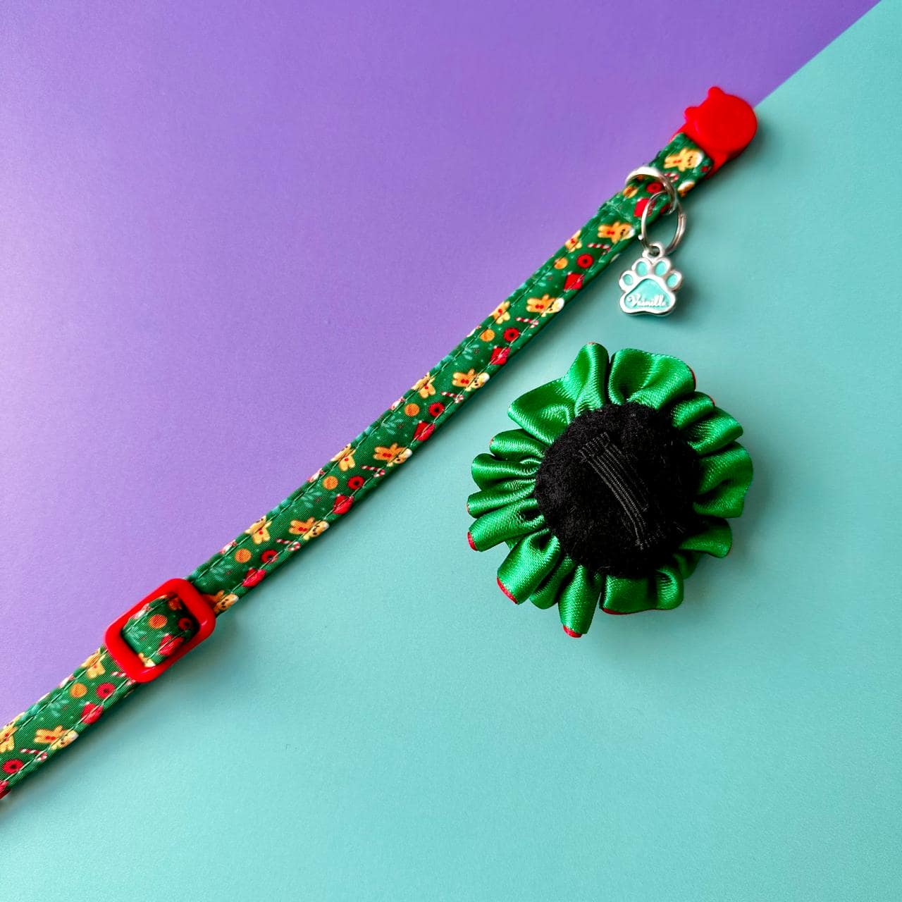 Collar para gatos con flor bicolor de Navidad Galletas