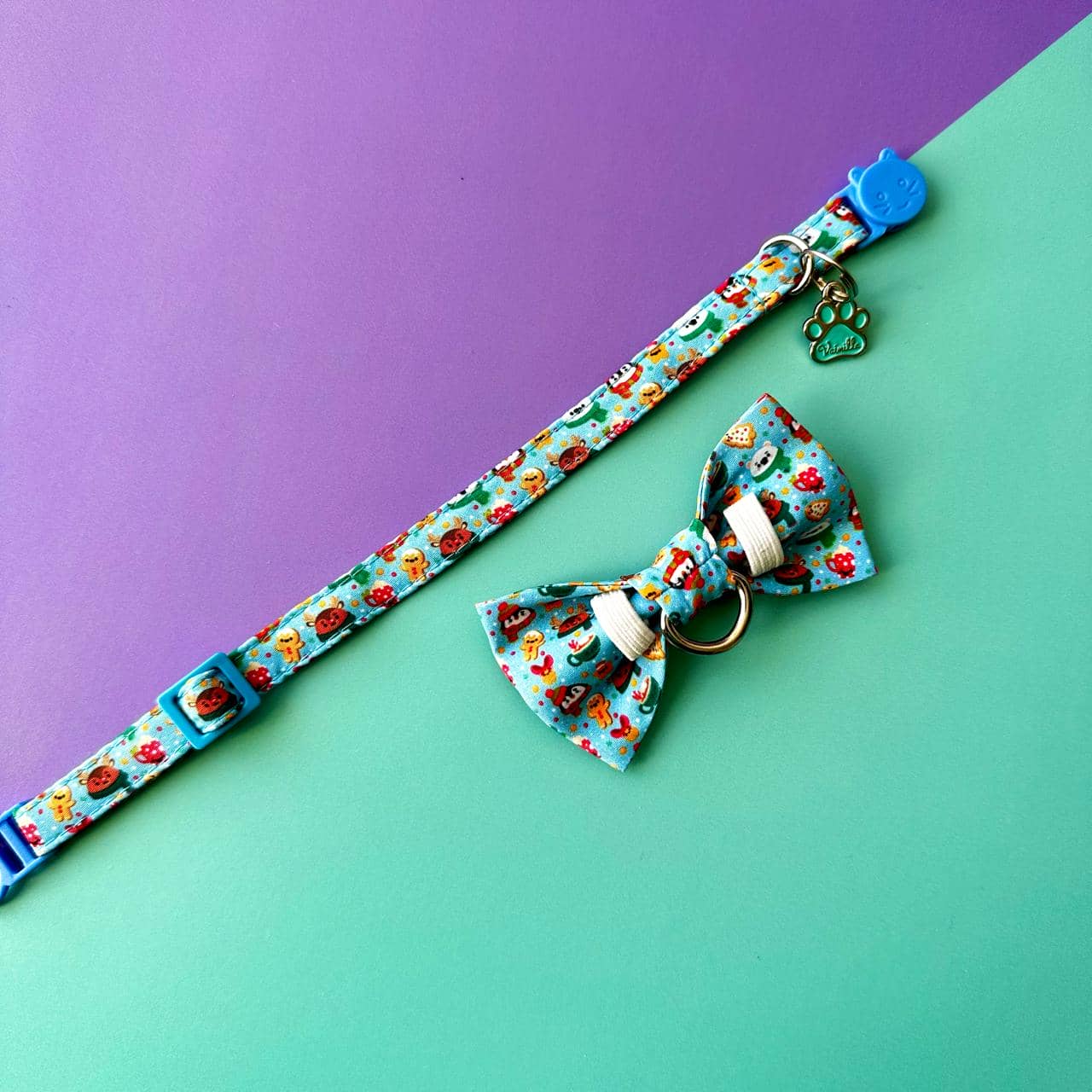 Corbatín para gatos de Navidad Magia Polar azul