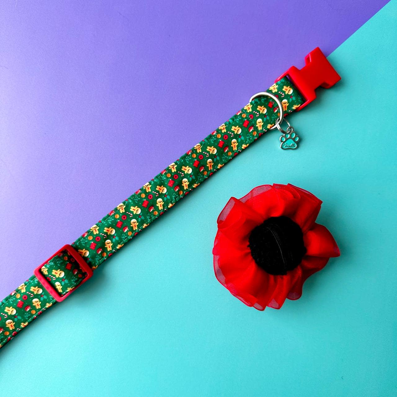 Collar para perros con flor tul Navidad Galletas