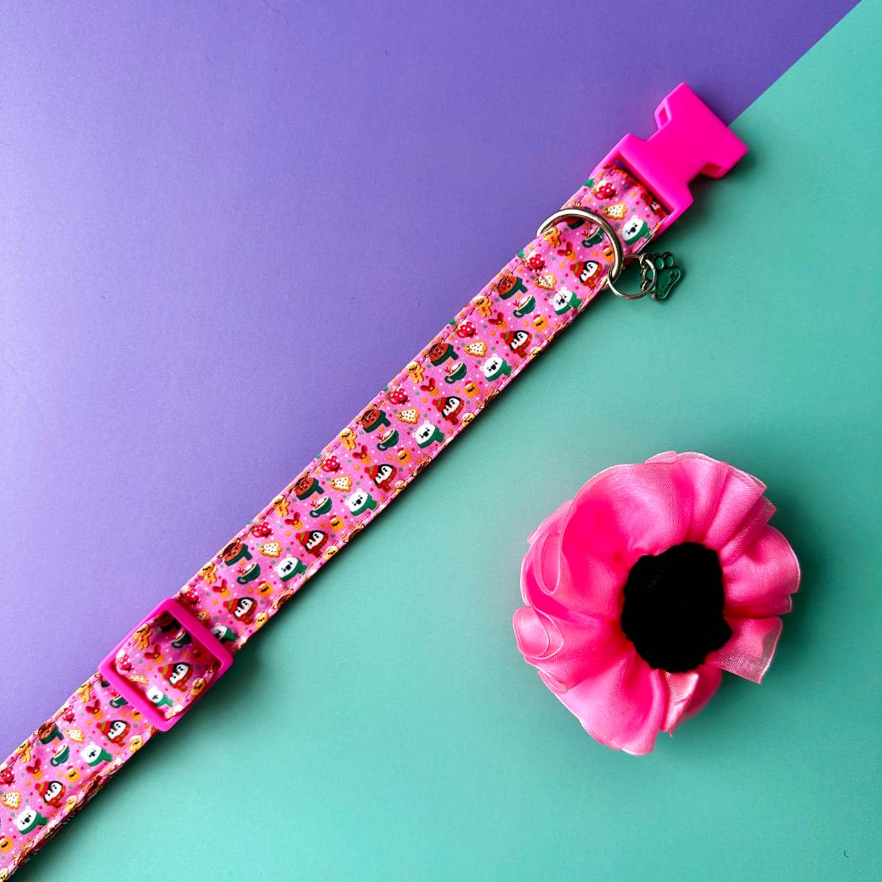 Collar para perros con flor tul Navidad Magia Polar rosa