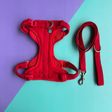 Pechera para perros antitirones roja con correa