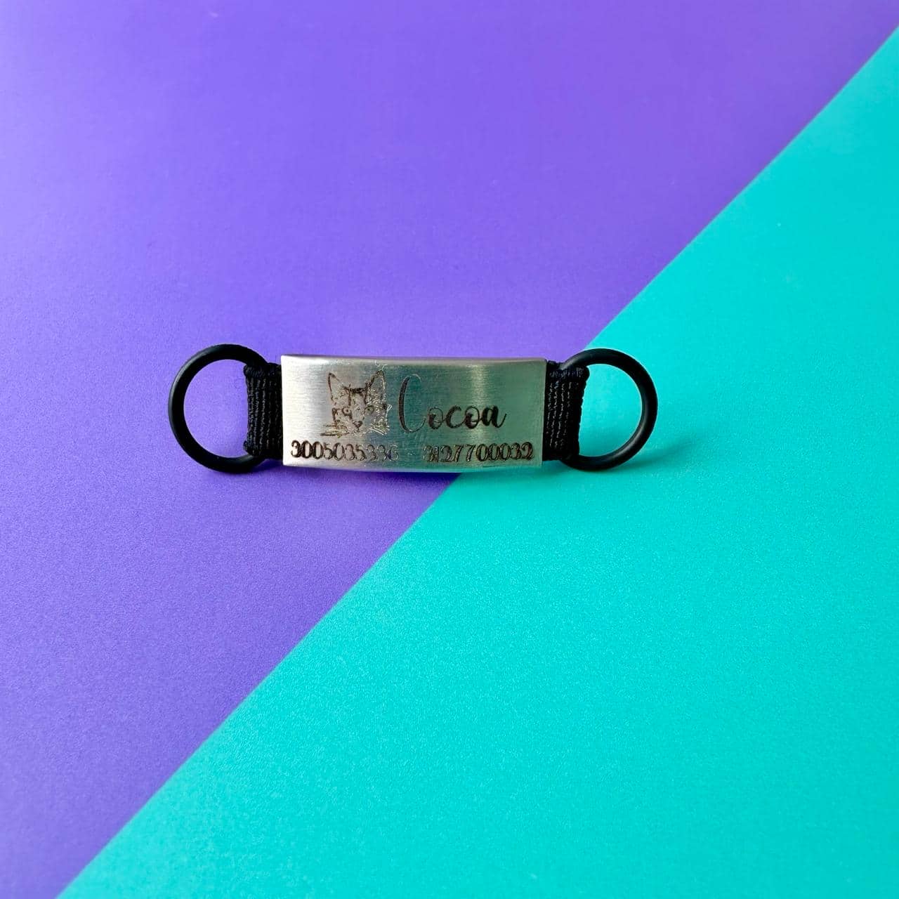 Placa de identificación para gatos en acero porta collar PET ID S