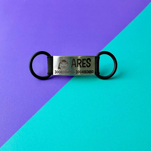 Placa de identificación para perros en acero porta collar