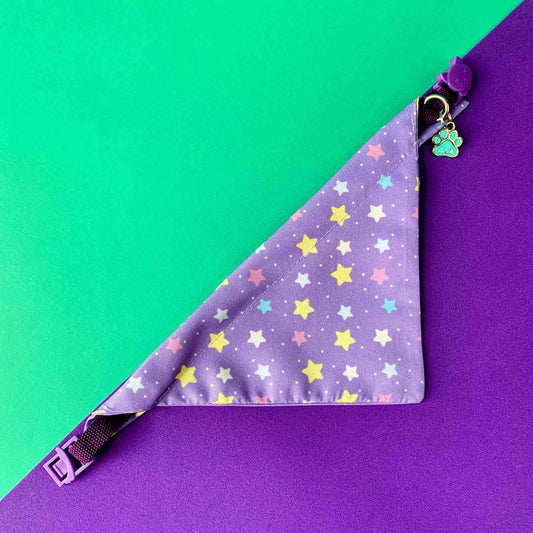 Pañoleta para gatos Estrellas Lila