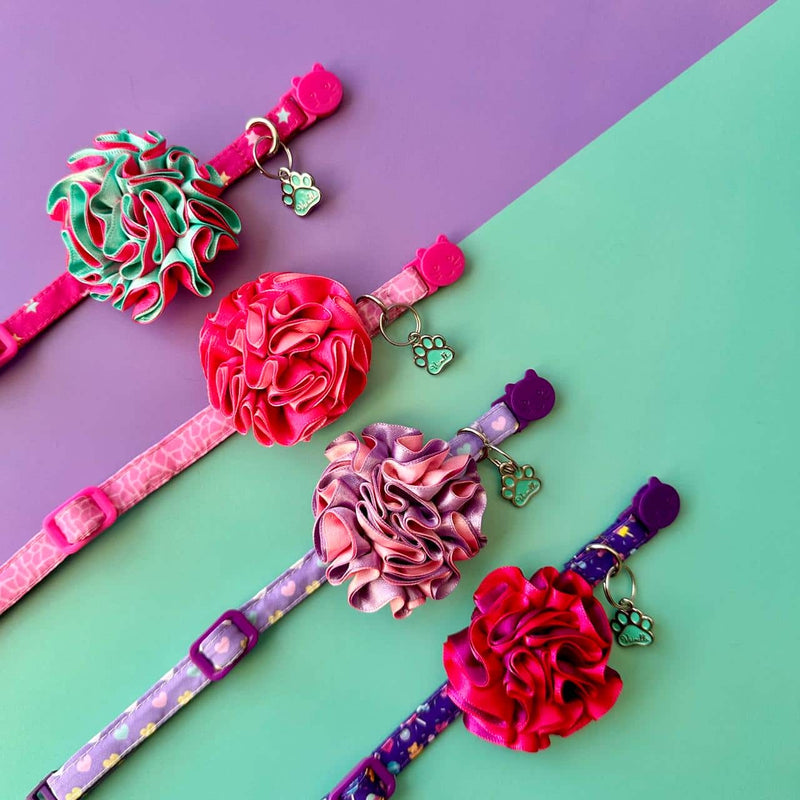 Collares para gatos con flor bicolor