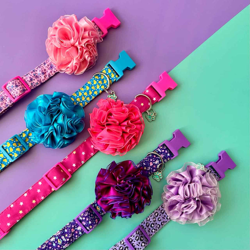Collares para perros con flor tul