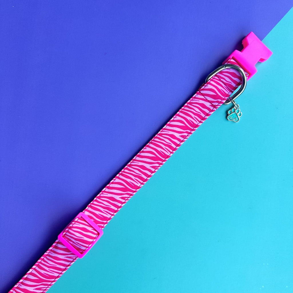 Collar para perros con flor tul rosado neón - Cebra rosado