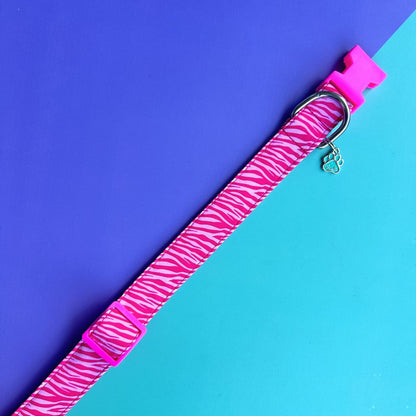 Collar para perros con flor tul rosado neón - Cebra rosado