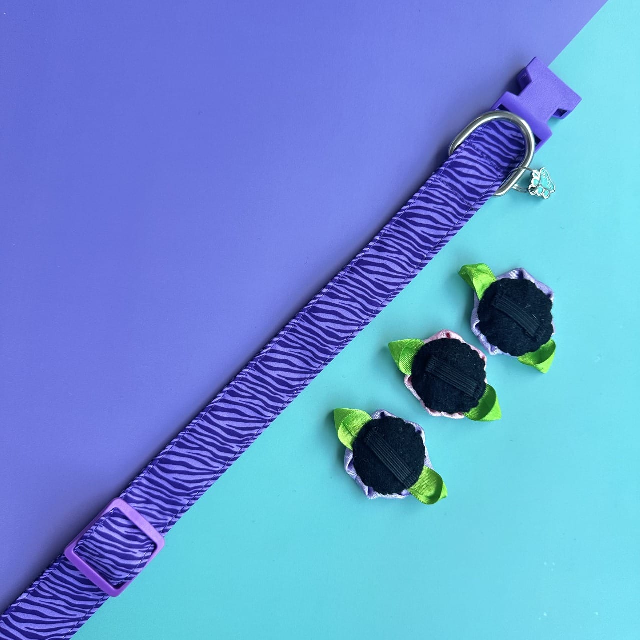 Collar para perros con rosas Cebra lila 2