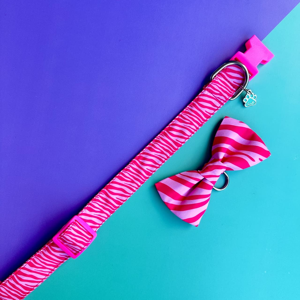 Corbatín para perros Cebra rosado