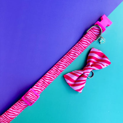 Corbatín para perros Cebra rosado