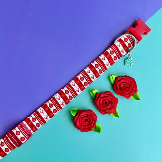 Collar para perros con rosas de Navidad clásica 2