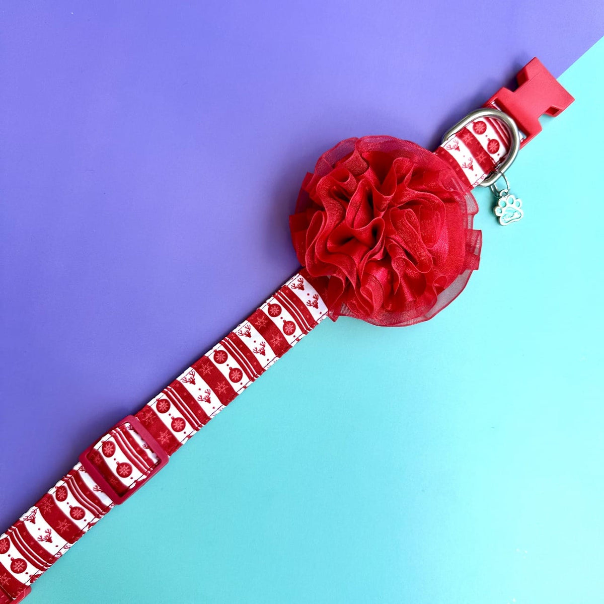 Collar para perros con flor tul Navidad clásica