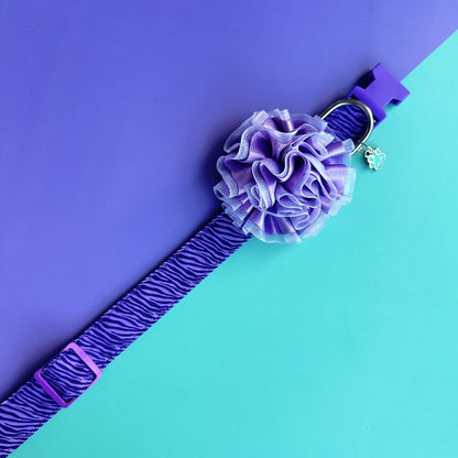 Collar para perros con flor tul lila- Cebra lila (Copia)