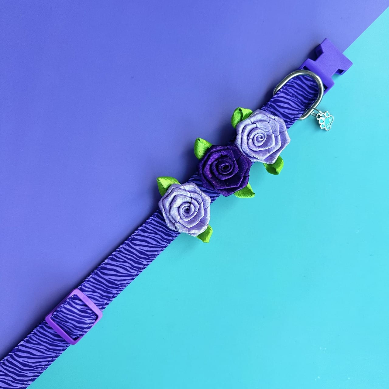 Collar para perros con rosas Cebra lila 4