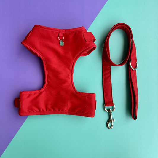 Pechera para perros con correa roja