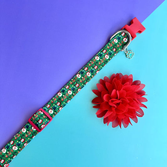 Collar para perros con flor seda de Navidad magia navideña
