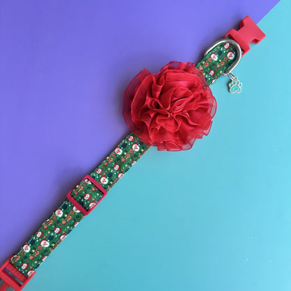 Collar para perros con flor tul Navidad magia navideña