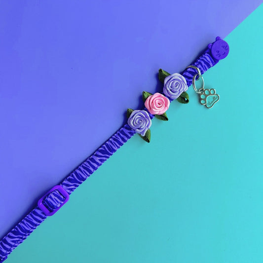 Collar para gatos con rosas Cebra lila 2
