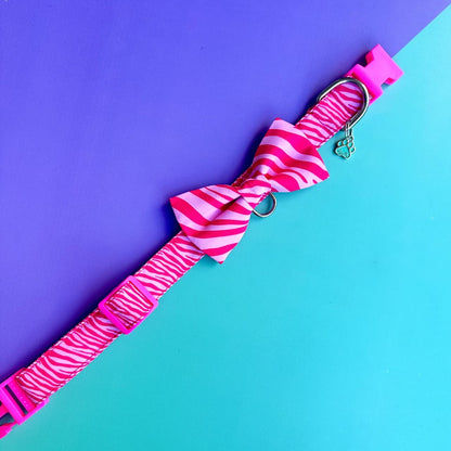 Corbatín para perros Cebra rosado