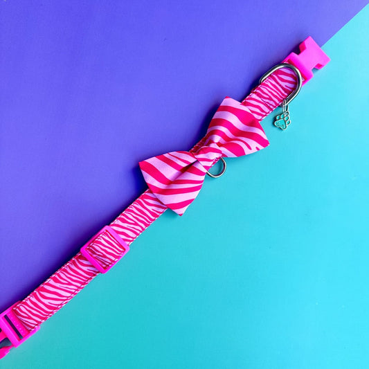 Corbatín para perros Cebra rosado