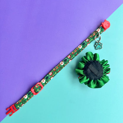 Collar para gatos con flor bicolor de Navidad magia navideña