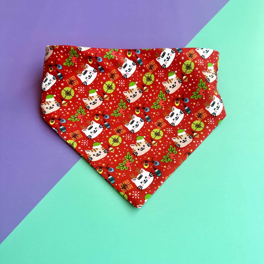 Pañoleta para perros de Navidad gatuna