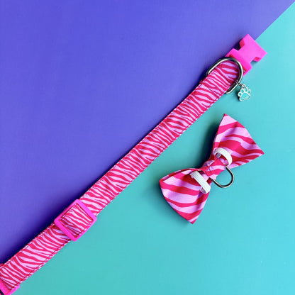 Corbatín para perros Cebra rosado