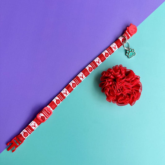 Collar para gatos con flor tul de Navidad clásica