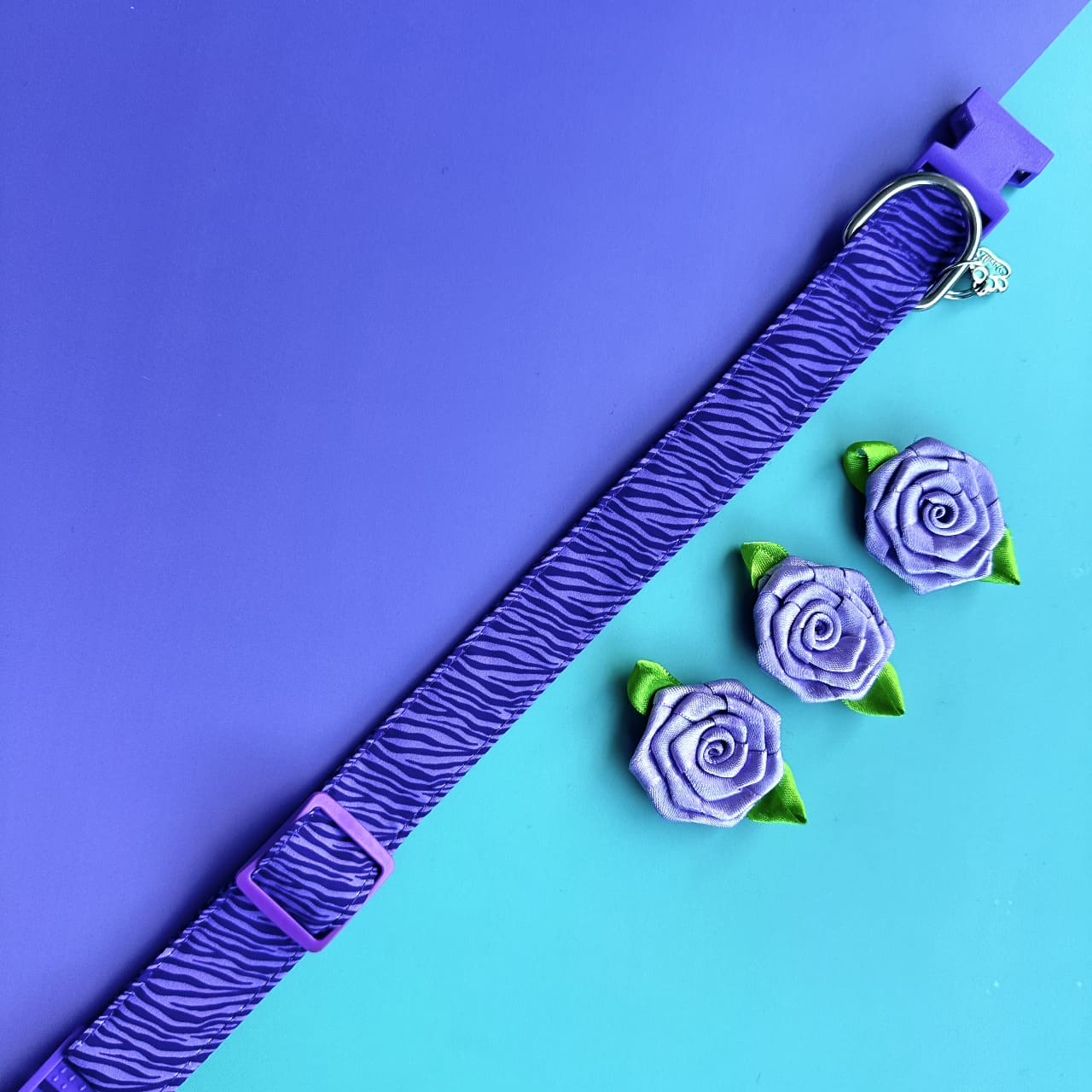 Collar para perros con rosas Cebra lila 1