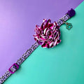 Collar para gatos con flor bicolor morado y lila - Animal print