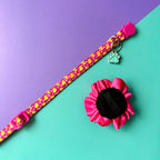 Collar para gatos con flor bicolor fucsia y azul - Patos