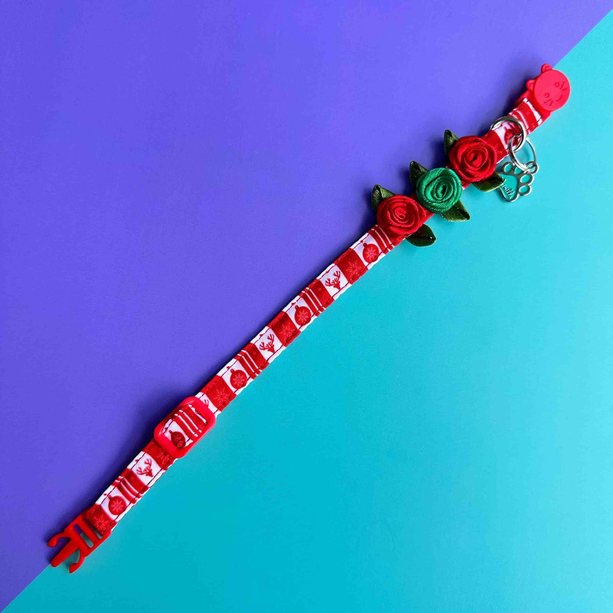 Collar para gatos con rosas Navidad clásica