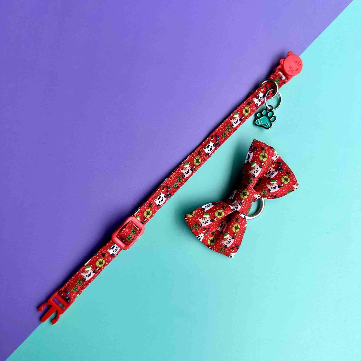 Corbatín para gatos de Navidad gatuna