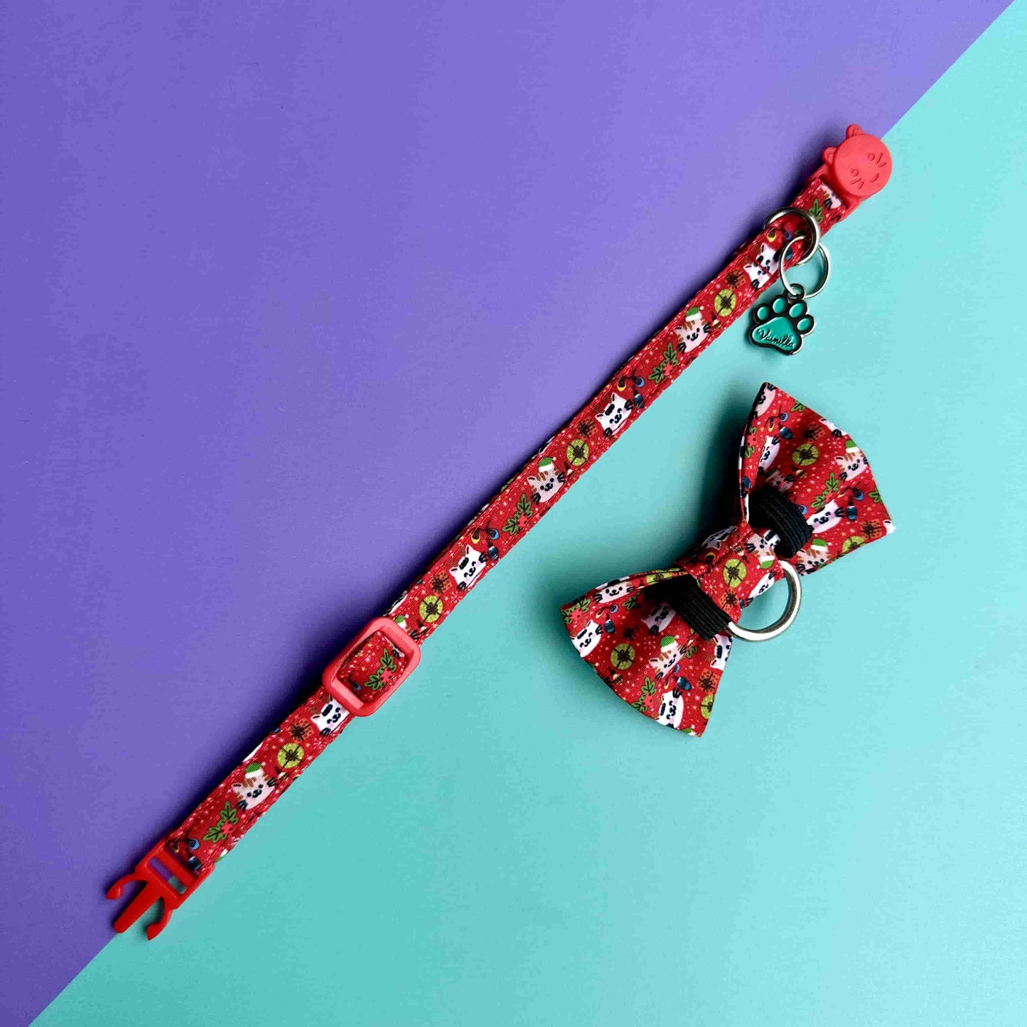 Corbatín para gatos de Navidad gatuna