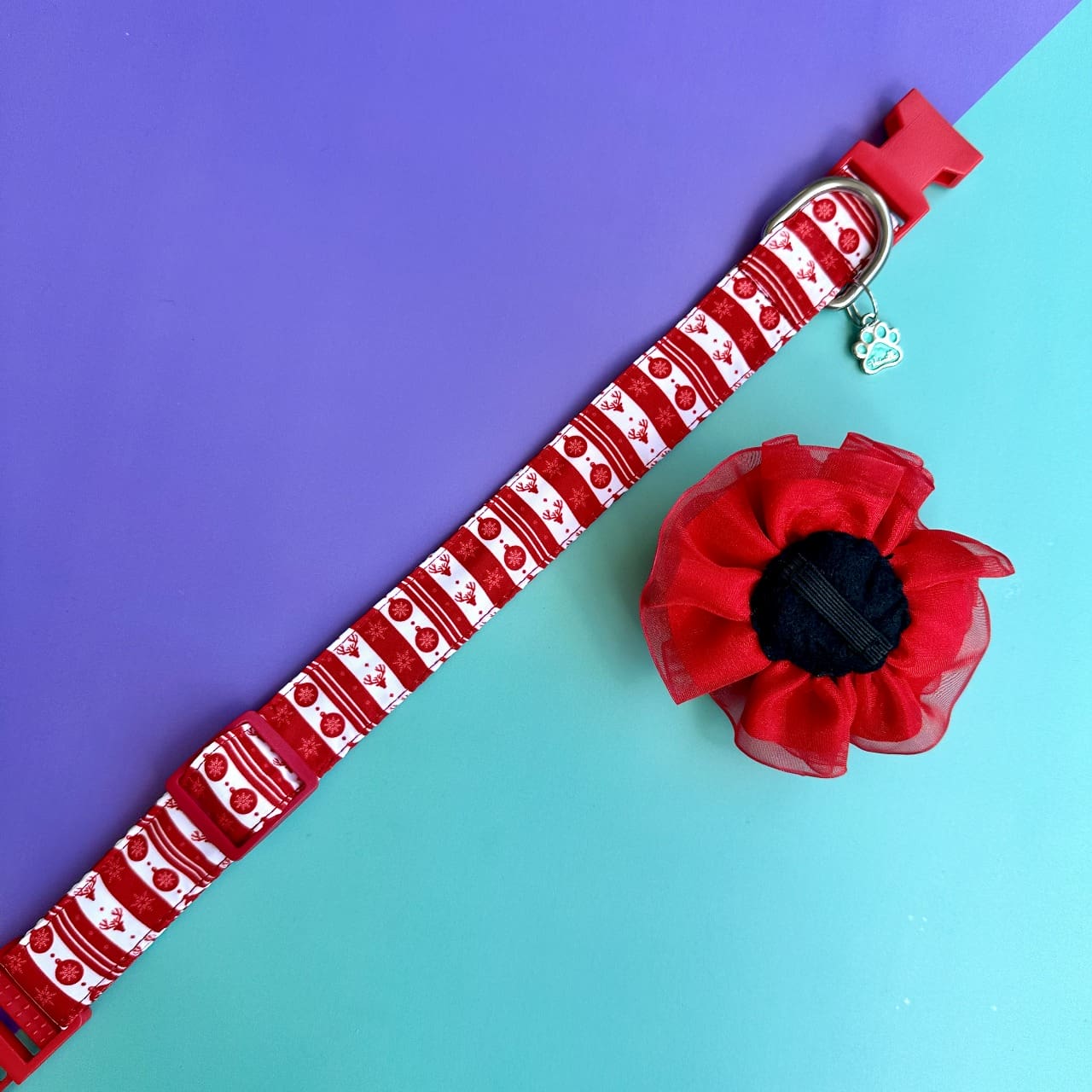 Collar para perros con flor tul Navidad clásica