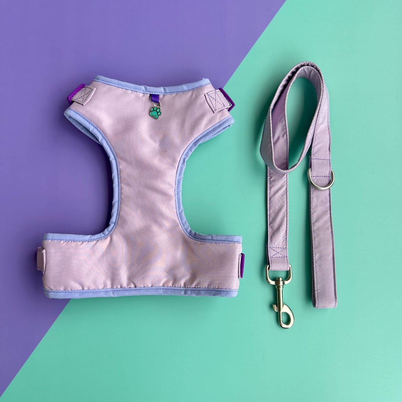 Pechera para perros con correa lila