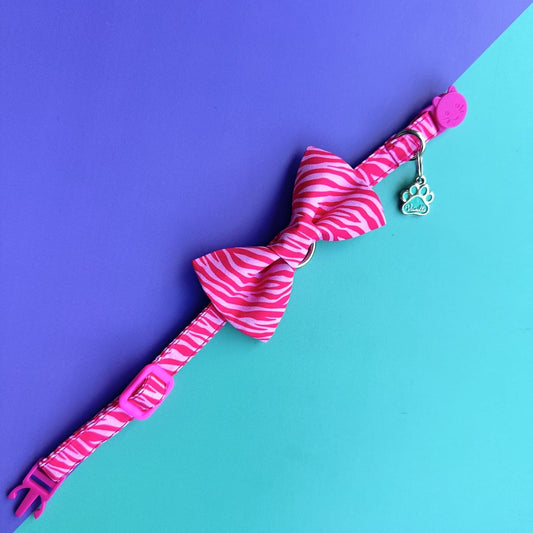 Corbatín para gatos Cebra fucsia