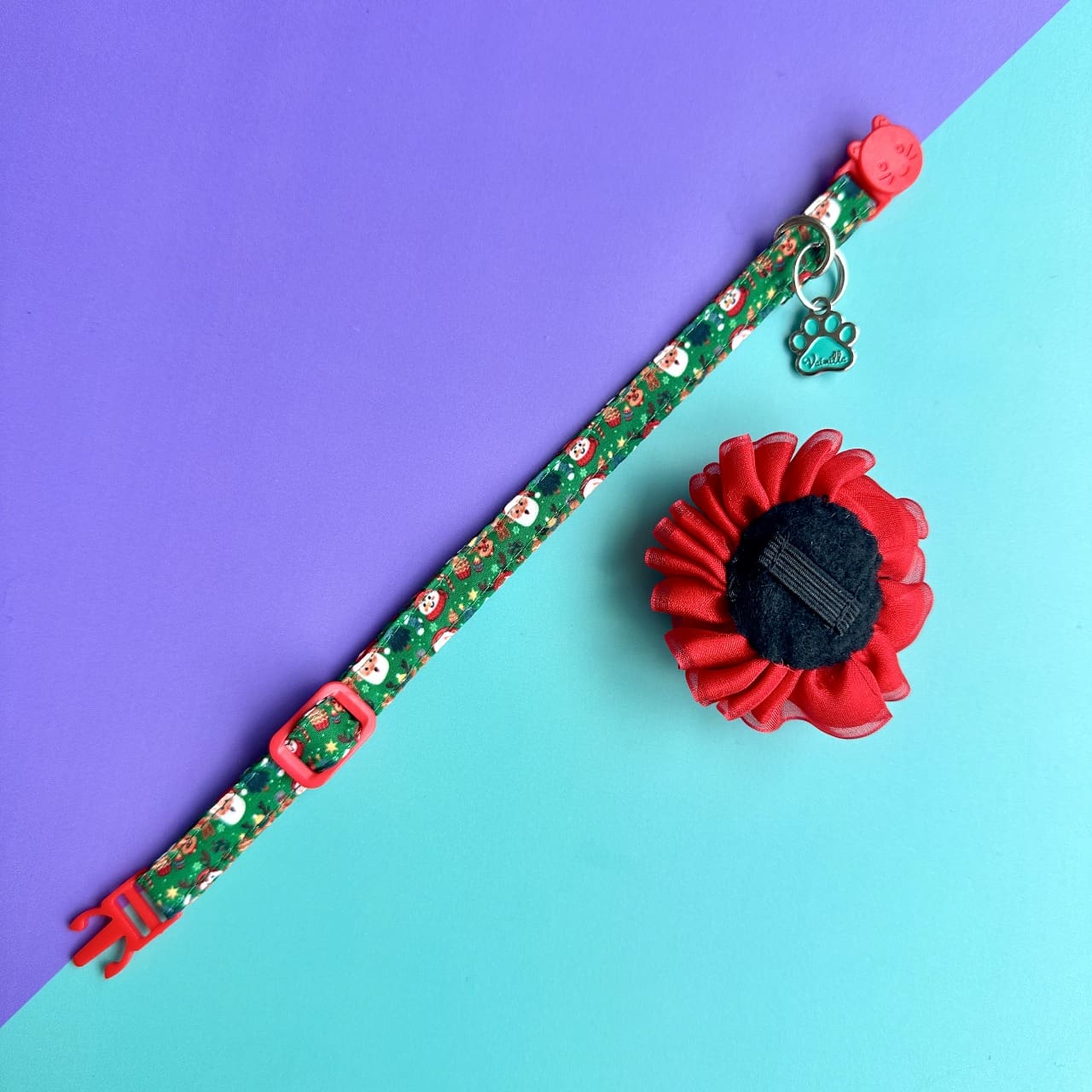 Collar para gatos con flor tul de Navidad magia navideña