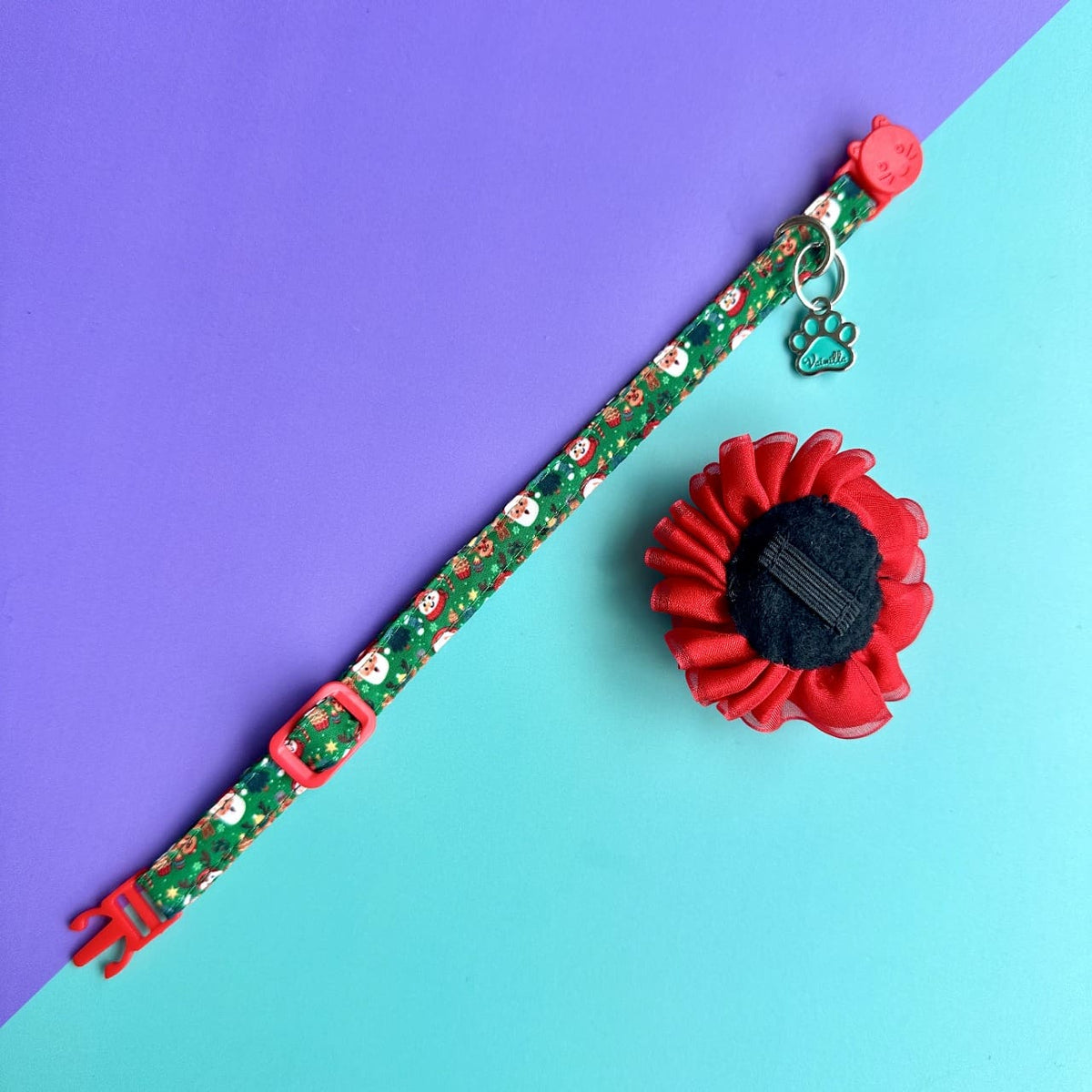 Collar para gatos con flor tul de Navidad magia navideña