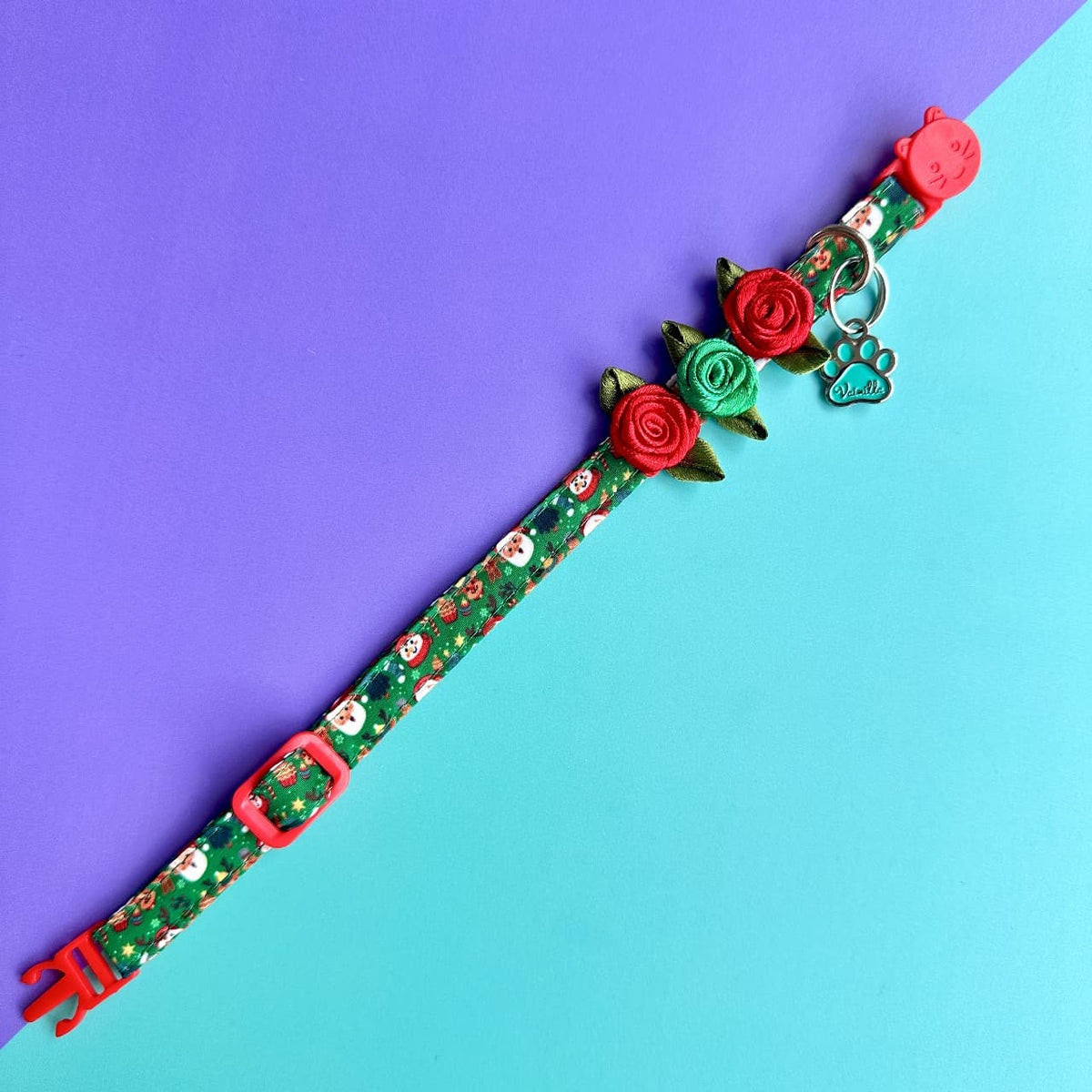 Collar para gatos con rosas Navidad magia navideña
