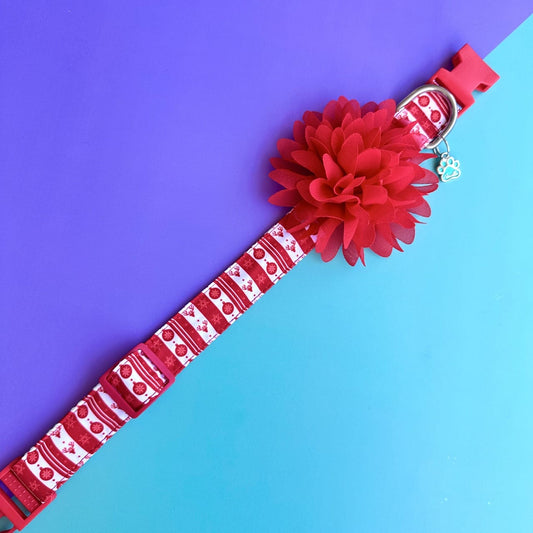 Collar para perros con flor seda de Navidad clásica